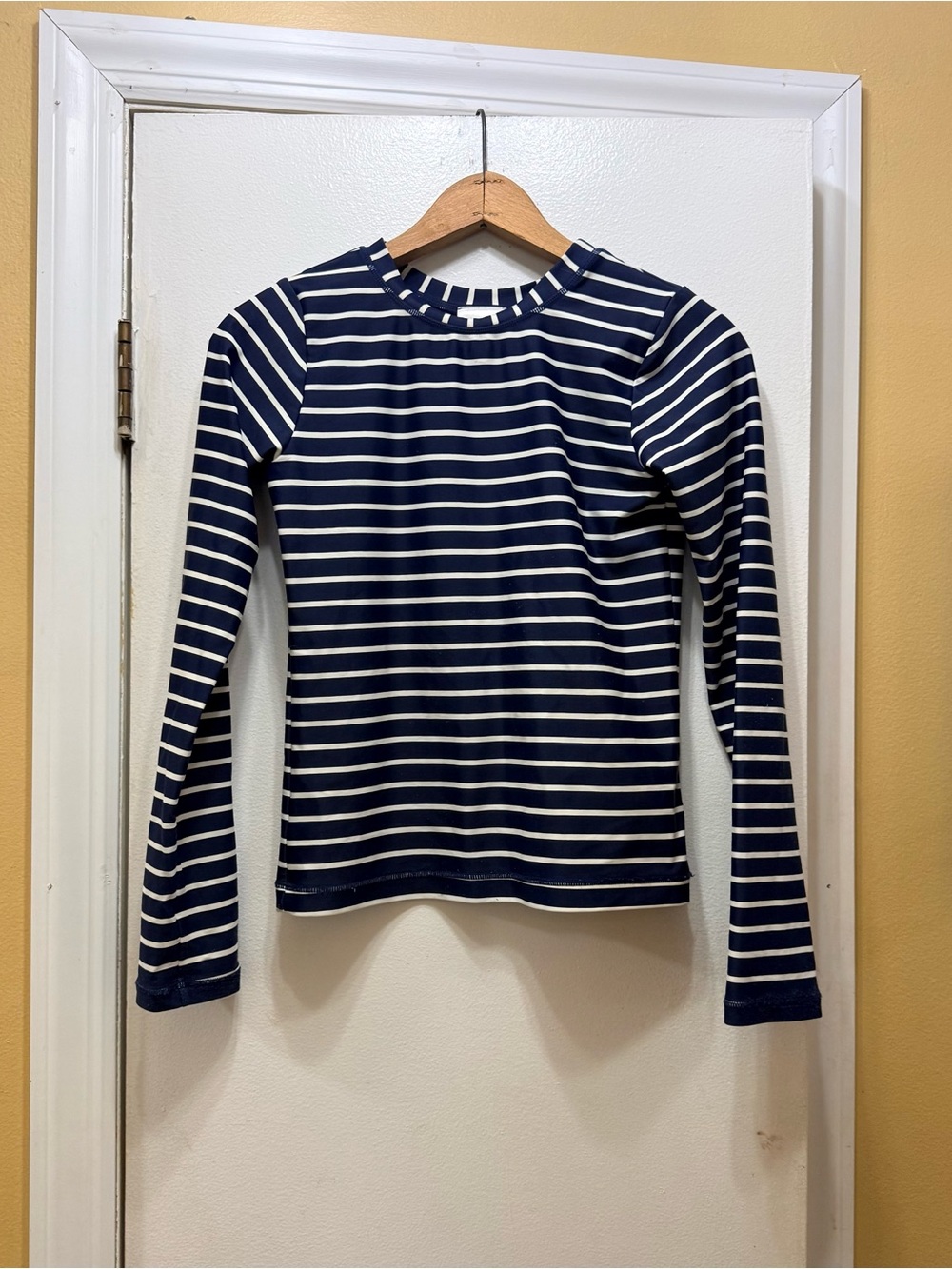 Hanna Andersson Navy and White Striped Long Sleeve Rash Guard! EUC
